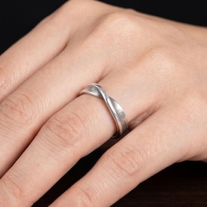 Alliance Mobius Infinity pour homme : alliance torsadée en argent sterling pour promesse de mariage, bijoux uniques
