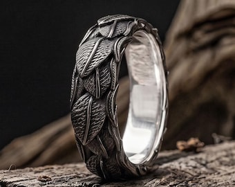 Laurel Leaf Ring, Sterling Silver Wreath Wedding Band, Victory Achievement Gift, Greek Mythology
