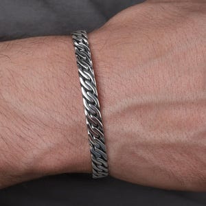 Men&#39;s Silver Chain Bracelet, Cuff Chain Bracelet for Him, Minimalist Masculine Jewelry, Gift for Boyfriend, Silver Link Bracelet