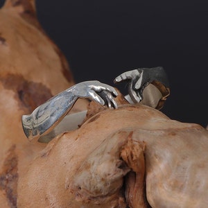 Michelangelo&#39;s Creation of Adam Ring, Hand of God Giving Life to Adam Ring, Chapel Handmade Ring, Renaissance Art Ring, Book of Genesis Ring