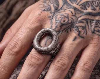 Organic Textured Statement Ring, Sterling Silver Chunky Band, Brutalist Handmade Jewelry, Personalized Anniversary Gift
