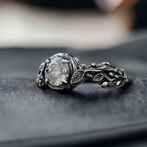 自然のエンゲージリング、ユニークな結婚指輪、木の枝をモチーフにしたレディースリング、珍しいエンゲージリング、上品なステートメントリング、彼女へのプロミスリング