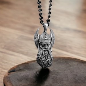 Sterling Silver Odin Head Necklace, 3D Mythology Necklace, Old God Odin Necklace, Viking God Necklace, Scandinavian Necklace, Viking Jewelry