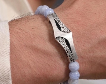 Aquamarine Birthstone Bracelet, Adjustable Sterling Silver Bracelet, March Birthday Gift, Calm Blue Gemstone