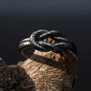 Rhodium Plated Double Knot Ring: Stackable Knot Ring for Men, Unbreakable Bond Sailor's Knot Ring