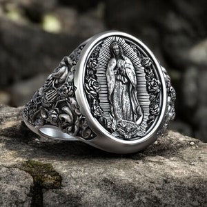 925 Sterling Silver Lady of Guadalupe Ring: Virgin Mary Religious Jewelry