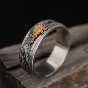 Engraved Wild Cat Ring For Men, Unique Tiger Band Ring, Promise Ring for Men, Sterling Silver Stackable Ring, Tiger Jewelry Gift