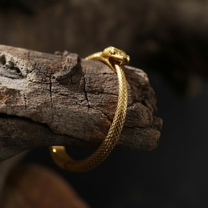 Gold Plated Ouroboros Band Ring for Men: Snake Eating Its Own Tail Ring, Ouroboros Jewelry, Serpent Band Ring