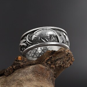 Dragon vs Koi Karpfen Fisch Band Ring: 925K Sterling Silber Ring mit japanischem traditionellen Muster