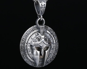 Handmade Sterling Silver Spartacus Helmet Medallion Necklace