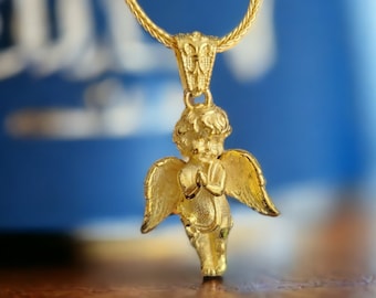 Gold Plated Sterling Silver Baby Angel Necklace, Memorial Gift