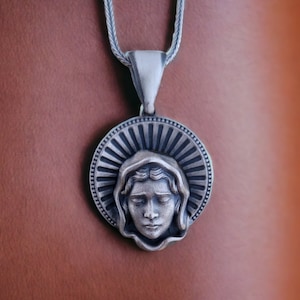 Virgin Mary Religious Necklace, Silver Holy Mary Charm, Miraculous Virgin Mary Necklace, Religious Gift, Catholic Jewelry, Christian Jewelry