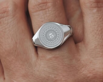Medusa Signet Ring, Greek Mythology Jewelry, Sterling Silver, Gorgon Protection Amulet, Bold Statement Ring