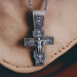 Silver Crucifix Necklace, Jesus and Cross Necklace, 3D Cross Pendant, Religious Necklace, Jesus Jewelry,  Christian Jewelry, Religious Gift
