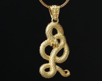 Sterling Silver Gothic Snake Necklace, Handmade Ouroboros Serpent Pendant