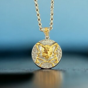 Gold Plated Pirate Skull Necklace, Gothic Necklace Men, Gold Plated Skull and Axe Necklace, Punk Jewelry, Warrior Necklace, Viking Jewelry