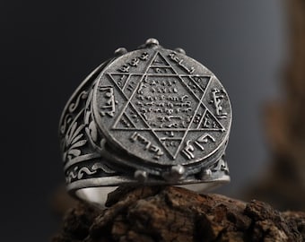 Anillo del Sello de Salomón: Pentagrama, Profeta Salomón, Regalo para Hombres Judíos, Rey Salomón