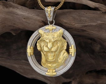 Handmade Sterling Silver Tiger Medallion Necklace