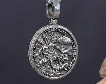 925 Sterling Silver Archangel St Michael Necklace, Religious Gift for Men, Warrior of God Necklace, Unique Christian Gift, Religious Jewelry