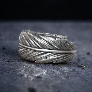 Angel Wing Feather Ring, Feather Band Ring, Wraparound Ring, Feather Wedding Band, Angel Wing Feather Engagement Band Ring, Feather Jewelry