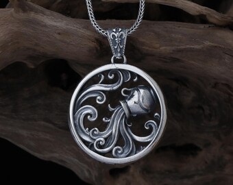 Collar de plata de ley con colgante del signo zodiacal Acuario, del horóscopo.