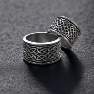Celtic Knot Ring For Men, Stackable Mythology Ring, Silver Trinity Knot Wedding Ring, Promise Ring for Couple, Braided Infinity Ring