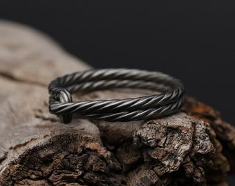 Rhodium Plated Knot Band Ring: Handmade Minimalist Jewelry, Stackable Wedding Ring