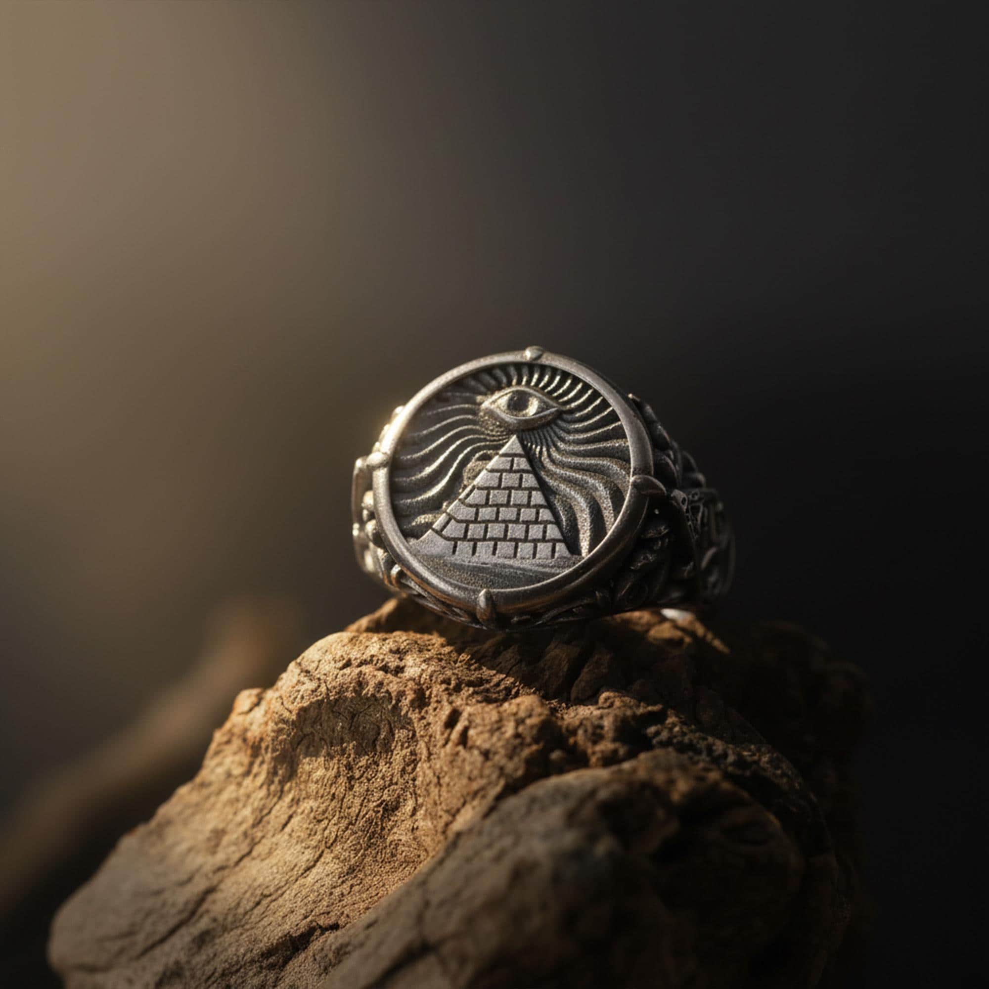 Seeing Eye Rings Handmade All Seeing Eye Ring: Illuminati Pyramid Ring, Masonic Symbol ...
