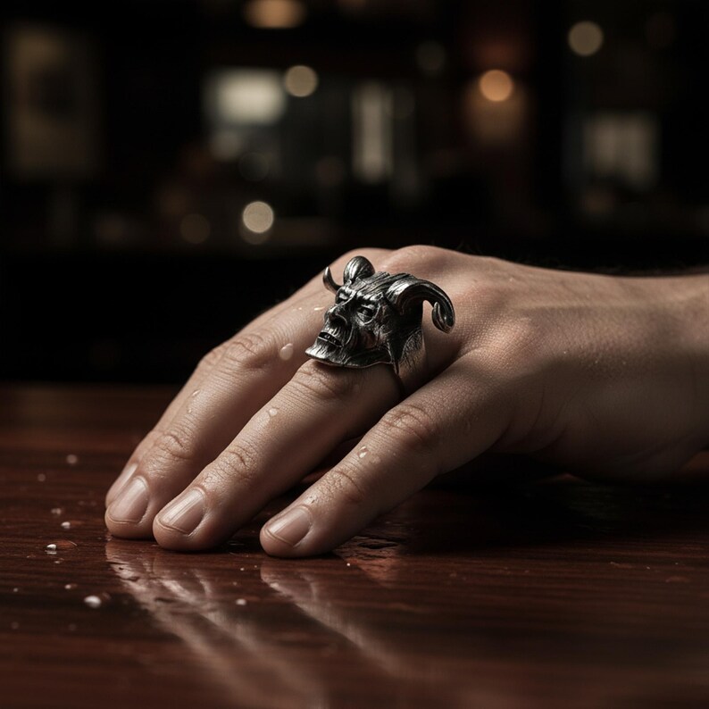 Handmade Sterling Silver Horned Devil Ring, Biker Jewelry - Etsy
