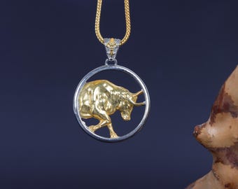 Sterling Silver Taurus Necklace, Men Horoscope Necklace, Unique Zodiac Sign Necklace, Taurus Sign Pendant, Taurus Jewelry, Gift for Taurus