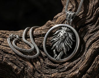 Naszyjnik ze srebra próby 925 z motywem Lwa, ręcznie robiona biżuteria z horoskopem zodiaku