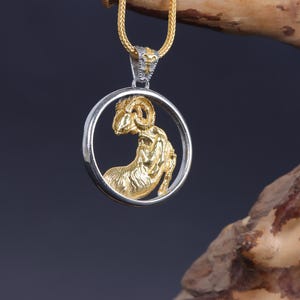 Handmade Astrological Jewelry for Aries Sign, 925K Sterling Silver Aries Necklace, Zodiac Medallion Necklace, Aries Birthday Gift