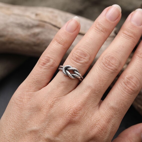 925K Silver Love Knot Rings for Men: Infinity Symbol Twisted Ring