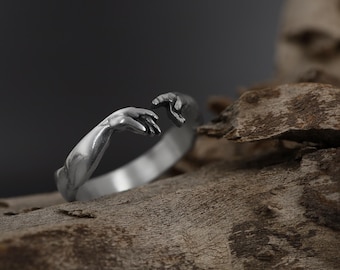 The Creation of Adam Michelangelo Ring: Hand of God Band, Renaissance Men Jewelry