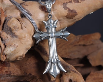 Large Cross Necklace for Men, Crucifix Pendant Necklace, Religious Men Jewelry, Gift for Christian Men, Christian Jewelry, Cross Gift Him