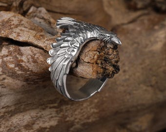 Sterling Silver Raven Ring: Gothic Norse Mythology Bird Jewelry - Etsy