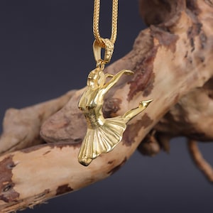 925K Silver Gold Plated Ballerina Necklace, Elegant Ballet Dancer Pendant Jewelry for Women, Gift for Ballerinas, Dancer Charm Necklace