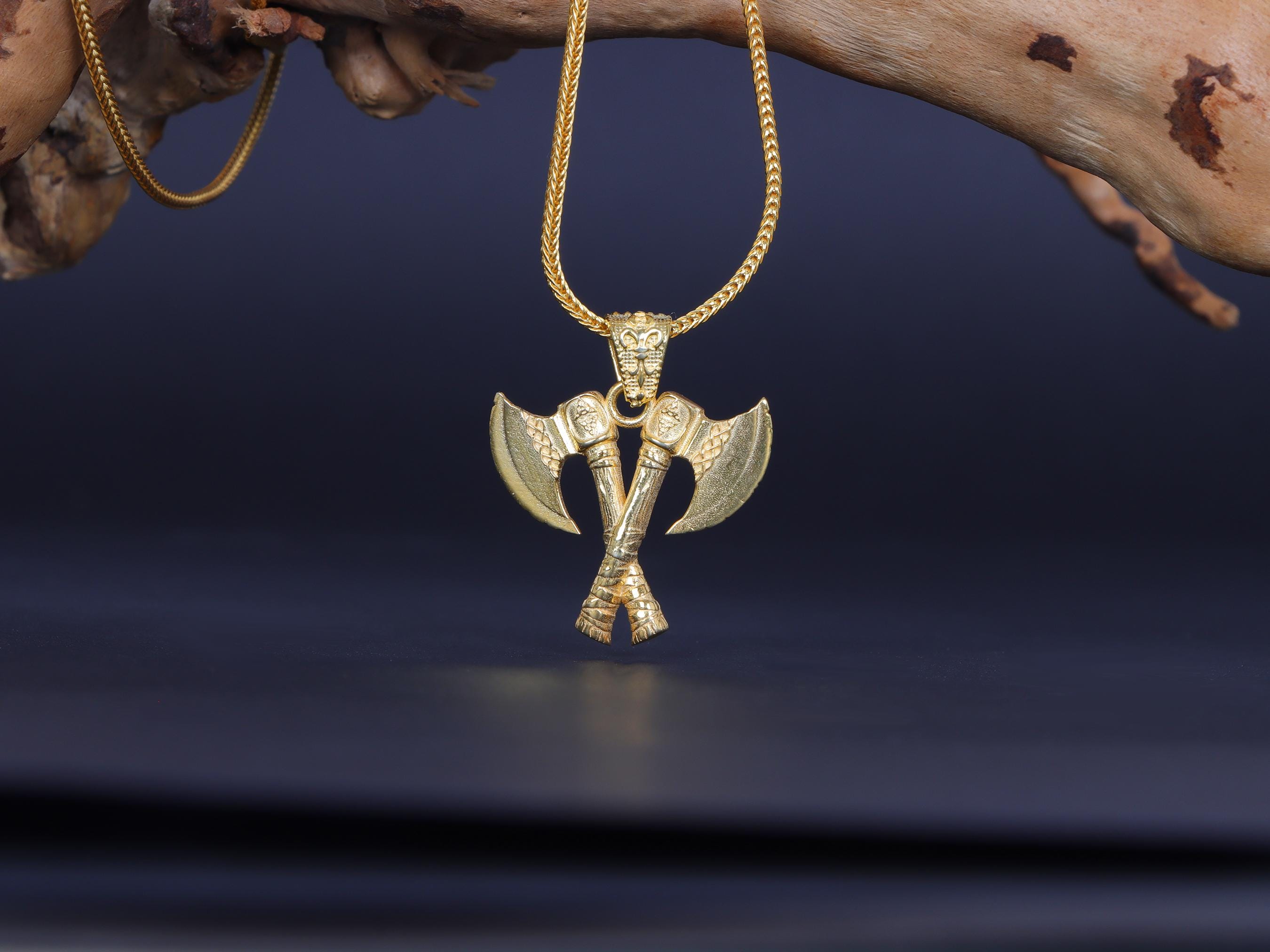 ダブルアックスシルバーネックレス、古代戦士のシンボルネックレス