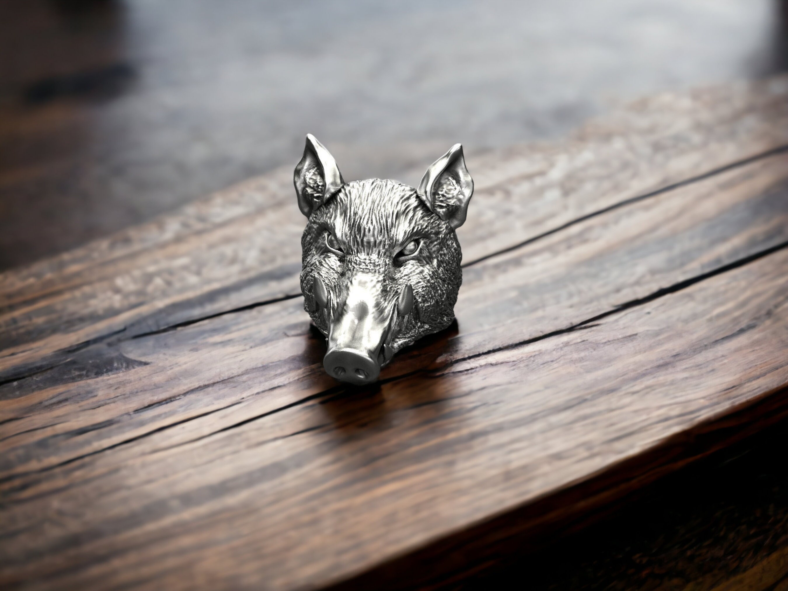 Handmade Sterling Silver Pig Ring: 3D Boar Head Jewelry - Etsy