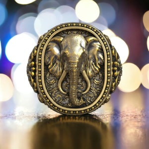 Elephant Men Ring, African Animal Ring, Sterling Silver Ring, Gold Plated Ring, Handmade Ring, Men Silver Jewelry, 925K Silver Ring