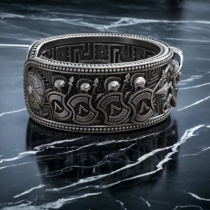 Greek Spartan Helmet Band Ring, Spartan Warrior Helmet Band Ring, Mythical Jewelry, Greek Silver Ring for Men, Nordic Man Accessory image 4
