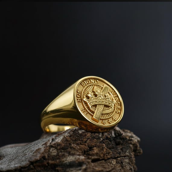 In Hoc Signo Vinces Signet Ring: Seal of Knights Templar Ring In Hoc Signo Vinces Signet Ring: Seal of Knights Templar Ring