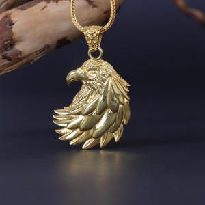 Gold-Plated Eagle Head Pendant Necklace, Handmade Men’s Eagle Necklace, Bold Statement Jewelry, Majestic Bird of Prey Necklace