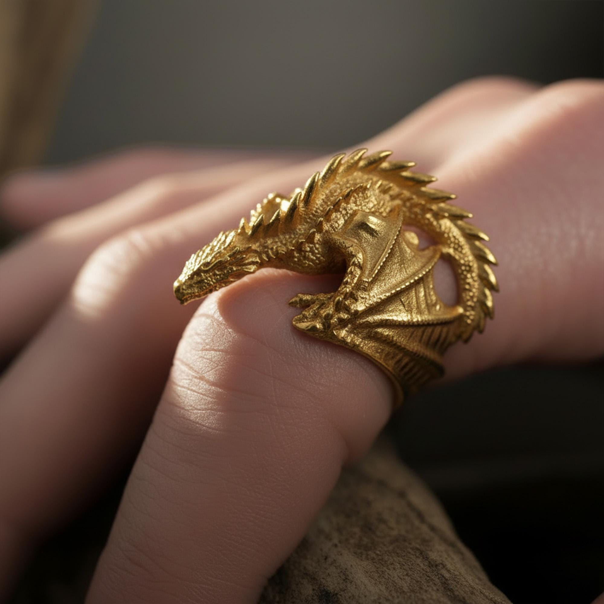 Dragon & Tiger Ring | Yin Yang Taoist Jewelry | 925 Sterling  Dragon ring dragon figurine with beautiful details not stick magnet 925size  6.5 display picture 1