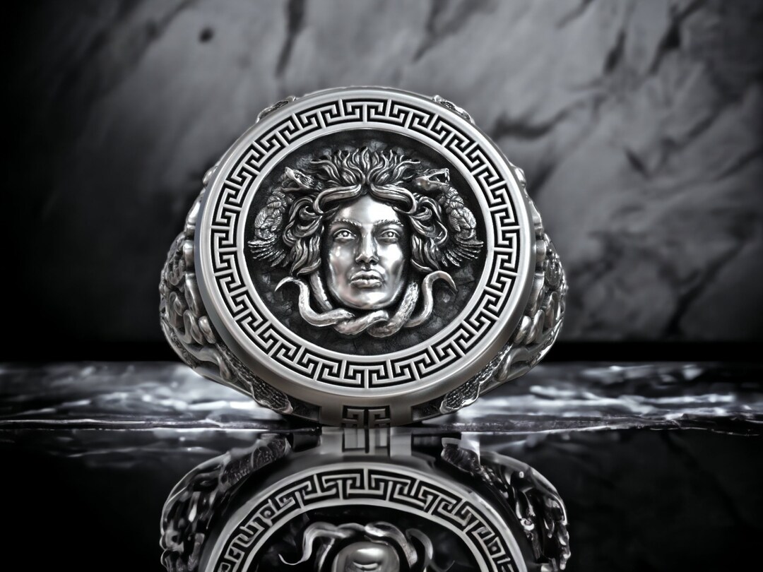 Greek Mythology Ring, Medusa Ring, Engraved Celtic Ring, Silver