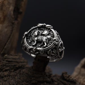 Agnus Dei Lamb Ring, Lamb of God Ring, Jesus Christ Silver Ring, Religious Jewelry Gift, Shepherd Pinky Man Ring, Biblical Ring