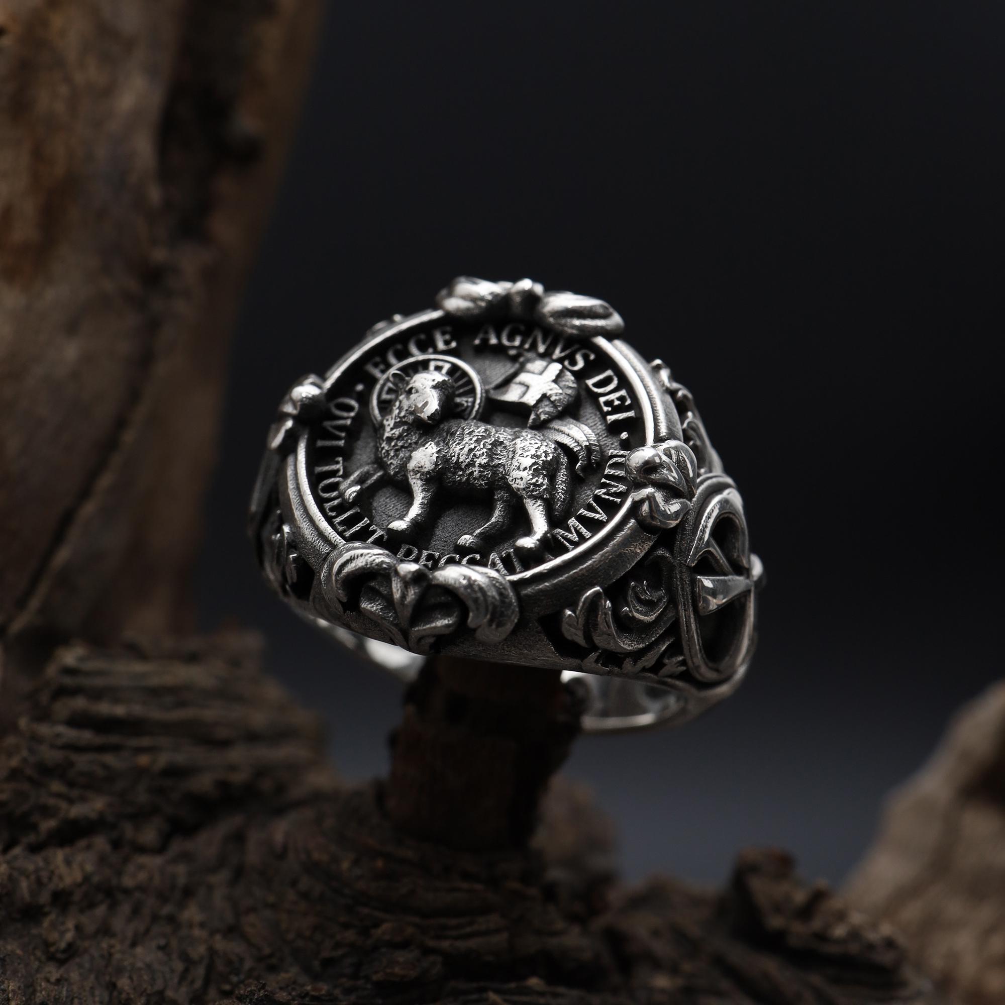 Sterling Silver Agnus Dei Lamb Ring: Handmade Christian Jewelry - Etsy