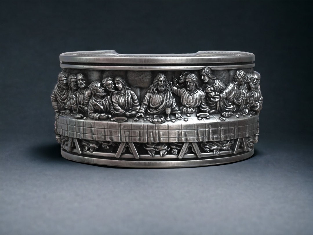 Leonardo the Last Supper Men Ring, Faith Engraved Band Ring, Religious