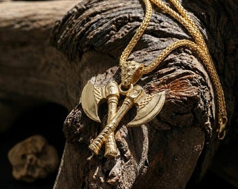 Double Axe Silver Necklace, Ancient Warrior Symbol Necklace, Pagan Jewelry for Men, Labrys Pendant Necklace, Handmade Viking Axe Necklace