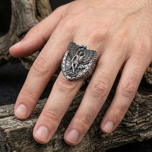 Anello di San Michele Arcangelo: Anello Soldato di Dio in argento sterling ossidato